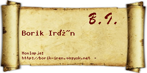 Borik Irén névjegykártya