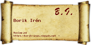 Borik Irén névjegykártya